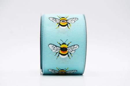 Весняний квітковий колекційний стрічка з бджолами_KF7568GC-12-12_синя